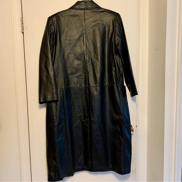 John Weitz Vintage Leather Trench Coat size Medium - Picture 2 of 10